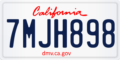 CA license plate 7MJH898