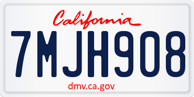 CA license plate 7MJH908