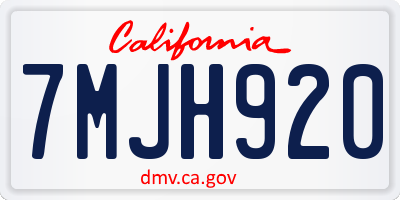 CA license plate 7MJH920