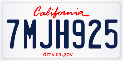 CA license plate 7MJH925