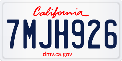 CA license plate 7MJH926