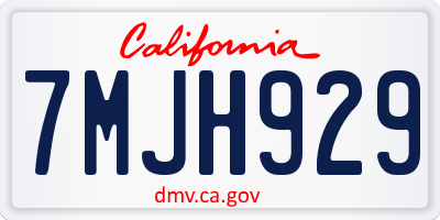 CA license plate 7MJH929