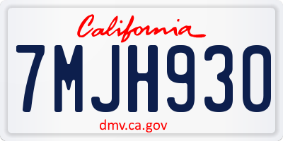 CA license plate 7MJH930