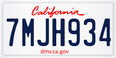 CA license plate 7MJH934
