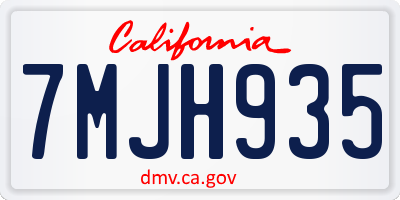 CA license plate 7MJH935