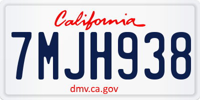 CA license plate 7MJH938