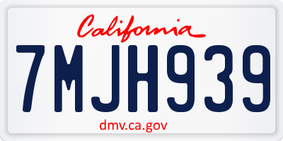 CA license plate 7MJH939