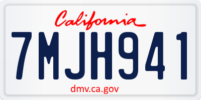 CA license plate 7MJH941