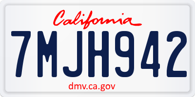 CA license plate 7MJH942