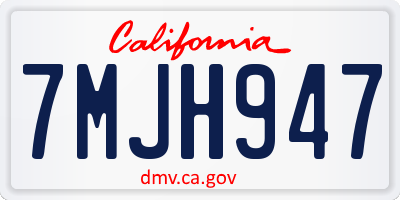 CA license plate 7MJH947