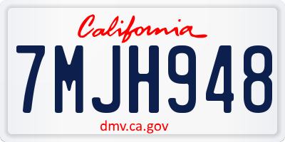 CA license plate 7MJH948