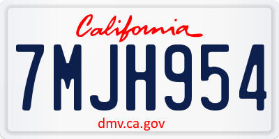 CA license plate 7MJH954