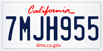 CA license plate 7MJH955
