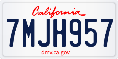 CA license plate 7MJH957