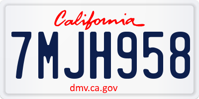 CA license plate 7MJH958
