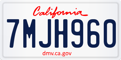 CA license plate 7MJH960