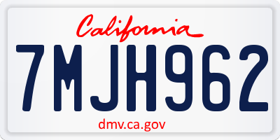 CA license plate 7MJH962