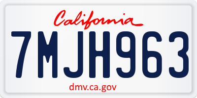 CA license plate 7MJH963