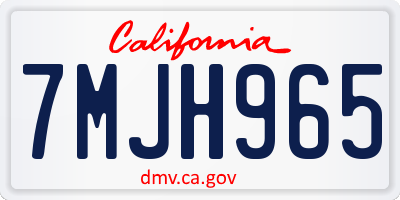 CA license plate 7MJH965