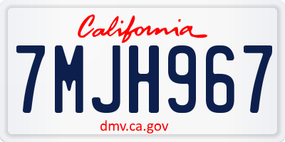 CA license plate 7MJH967
