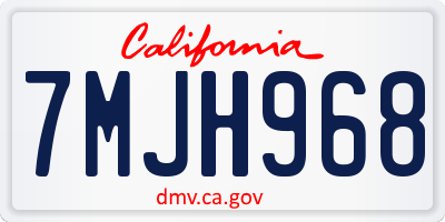 CA license plate 7MJH968