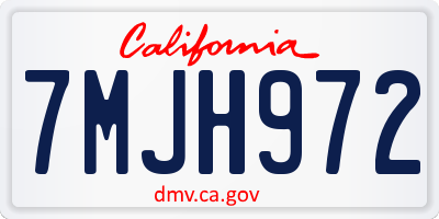 CA license plate 7MJH972