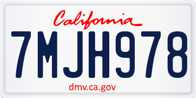 CA license plate 7MJH978
