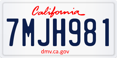 CA license plate 7MJH981