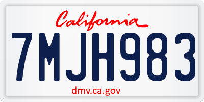 CA license plate 7MJH983