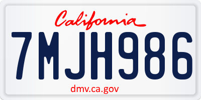 CA license plate 7MJH986