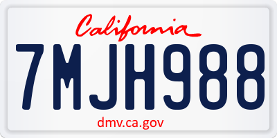 CA license plate 7MJH988