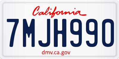 CA license plate 7MJH990