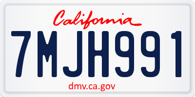 CA license plate 7MJH991