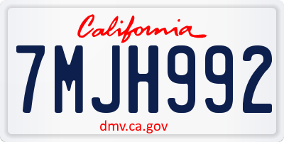 CA license plate 7MJH992