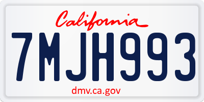 CA license plate 7MJH993