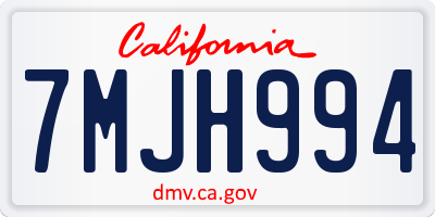 CA license plate 7MJH994