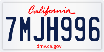 CA license plate 7MJH996