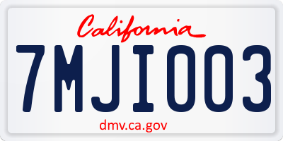 CA license plate 7MJI003