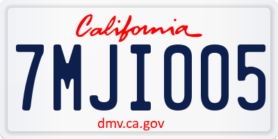 CA license plate 7MJI005