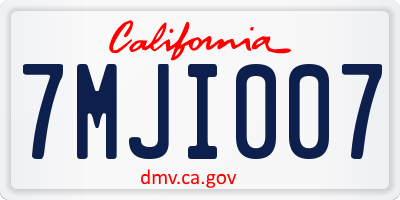 CA license plate 7MJI007