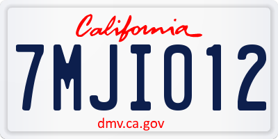 CA license plate 7MJI012