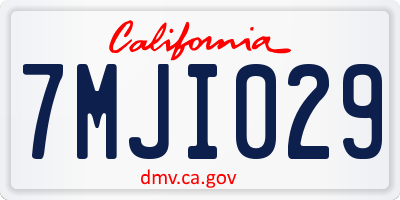 CA license plate 7MJI029