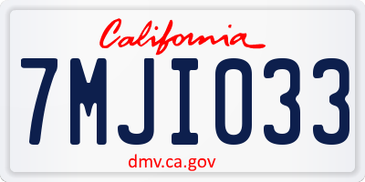 CA license plate 7MJI033
