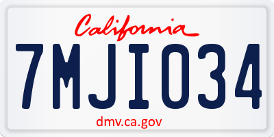 CA license plate 7MJI034