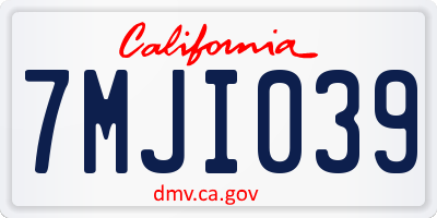 CA license plate 7MJI039