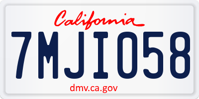 CA license plate 7MJI058