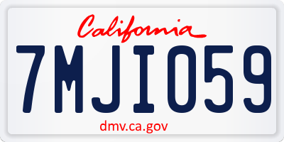 CA license plate 7MJI059