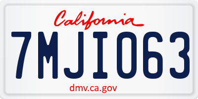 CA license plate 7MJI063