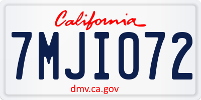 CA license plate 7MJI072