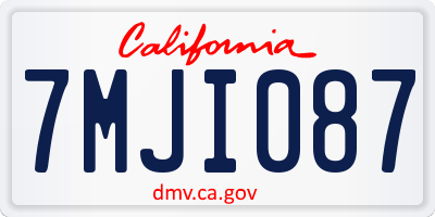 CA license plate 7MJI087
